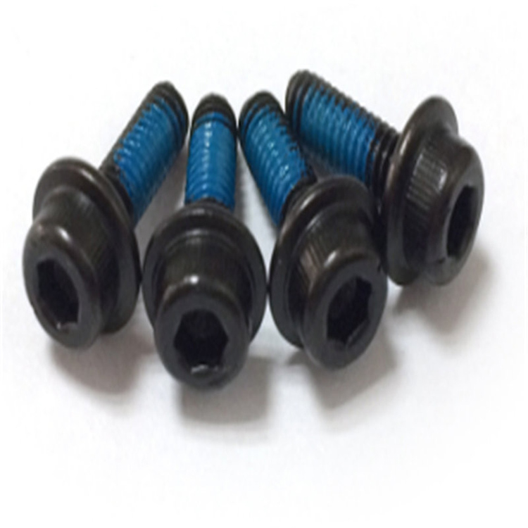 Black carbon steel cup washer head hex socket screw with nylon patch 