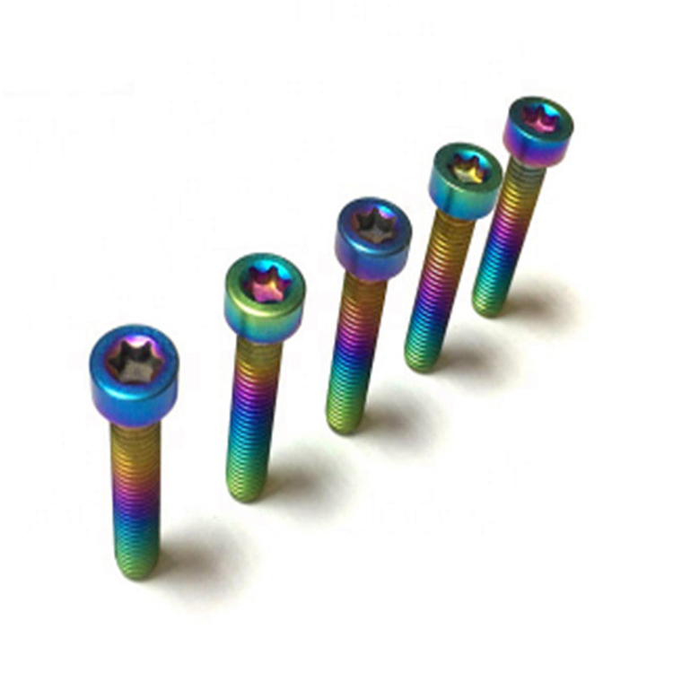 M8x12 GR5 Śruba z łbem sześciokątnym ze stopu tytanu w kolorze tęczowym