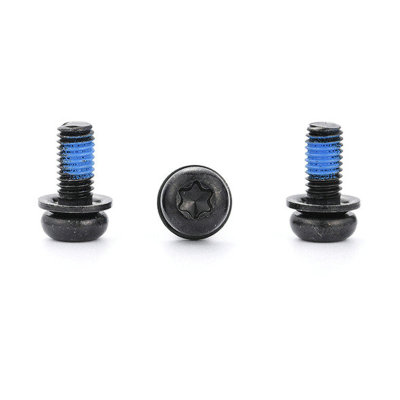 Czarna śruba z potrójnym łbem torx micro mini z okrągłą łbem i nylonową łatką