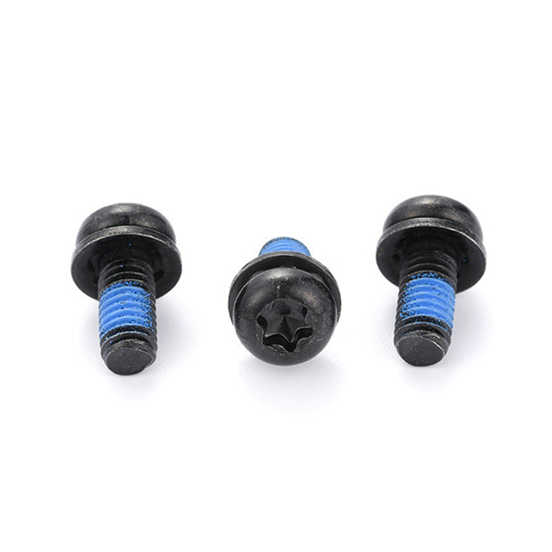 Czarna śruba z potrójnym łbem torx micro mini z okrągłą łbem i nylonową łatką Czarna śruba z potrójnym łbem torx micro mini z okrągłą łbem i nylonową łatką