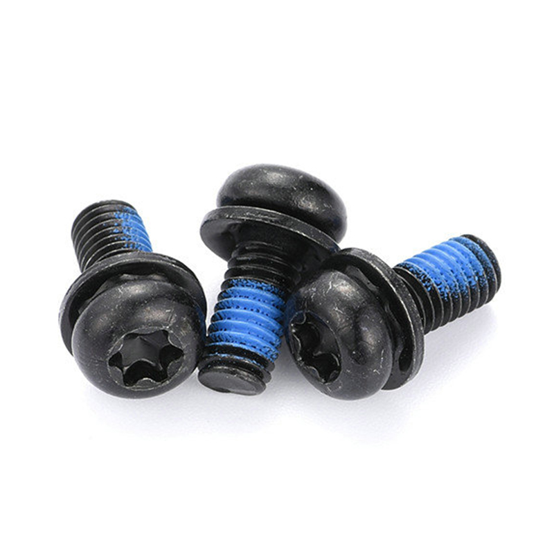 Czarna śruba z potrójnym łbem torx micro mini z okrągłą łbem i nylonową łatką Czarna śruba z potrójnym łbem torx micro mini z okrągłą łbem i nylonową łatką
