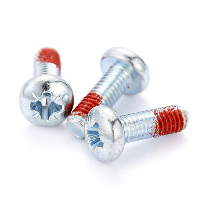 M3 Pan head Pozi driver machine Screw with red nylon patch M3 Pan head Pozi driver machine Screw with red nylon patch