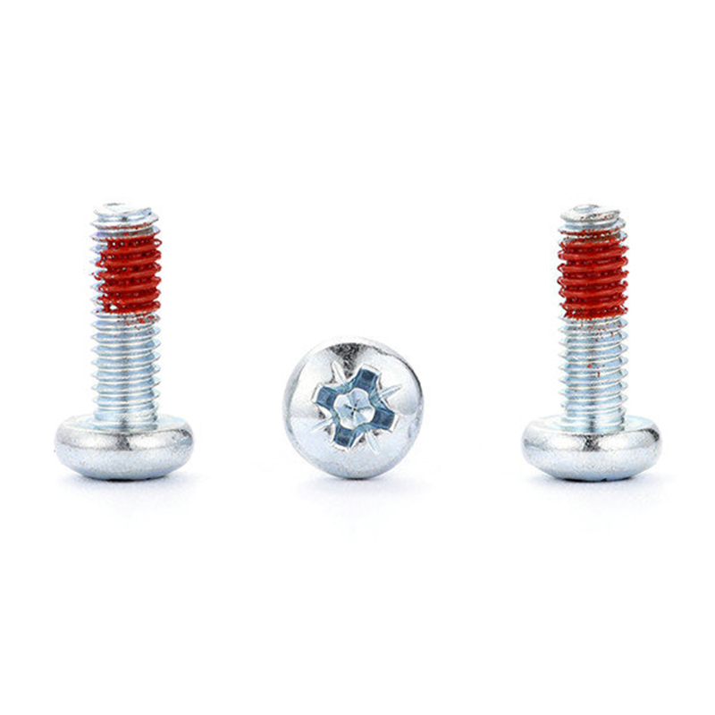 M3 Pan head Pozi driver machine Screw with red nylon patch M3 Pan head Pozi driver machine Screw with red nylon patch