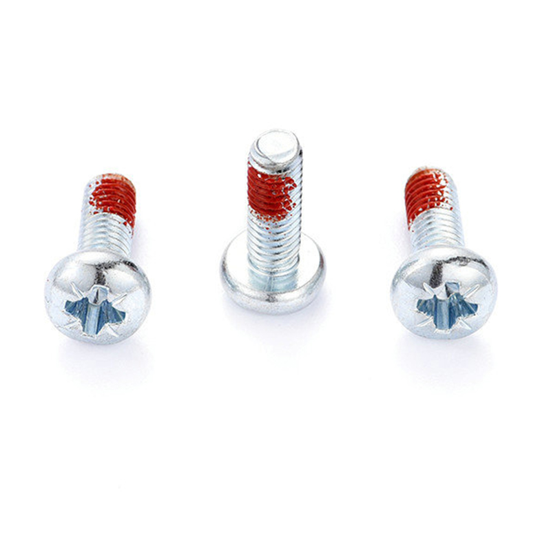 M3 Pan head Pozi driver machine Screw with red nylon patch M3 Pan head Pozi driver machine Screw with red nylon patch